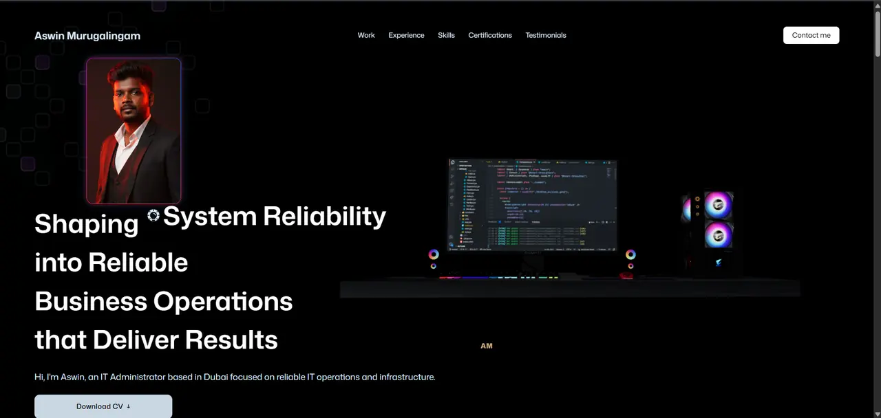 Aswin Murugalingam Personal Portfolio Website project preview