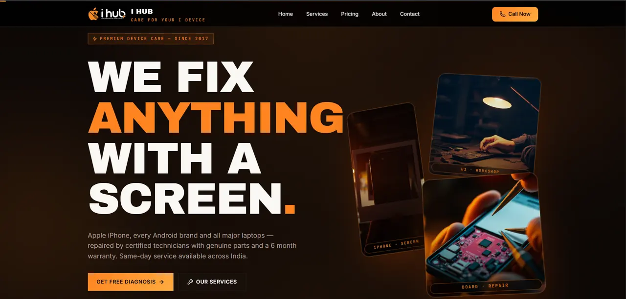 iHub Mobile Repair Shop Website project preview