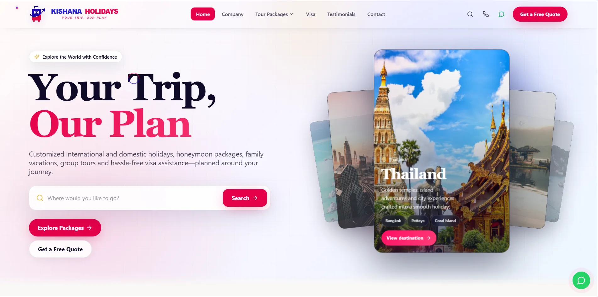 Kishana Holidays Travel Website project preview