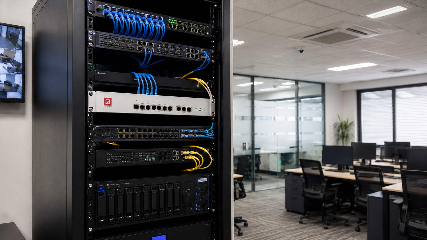 FortiGate + QNAP NAS + CCTV Office Setup visual 1