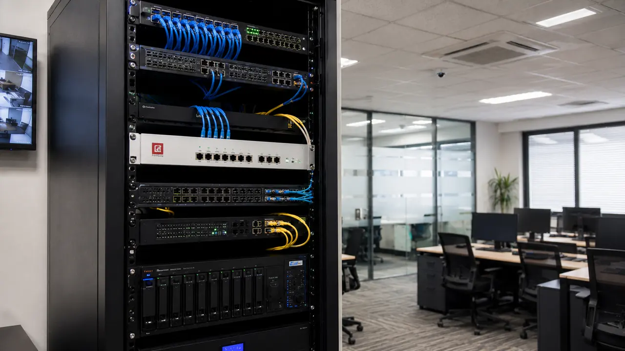 FortiGate + QNAP NAS + CCTV Office Setup visual 1