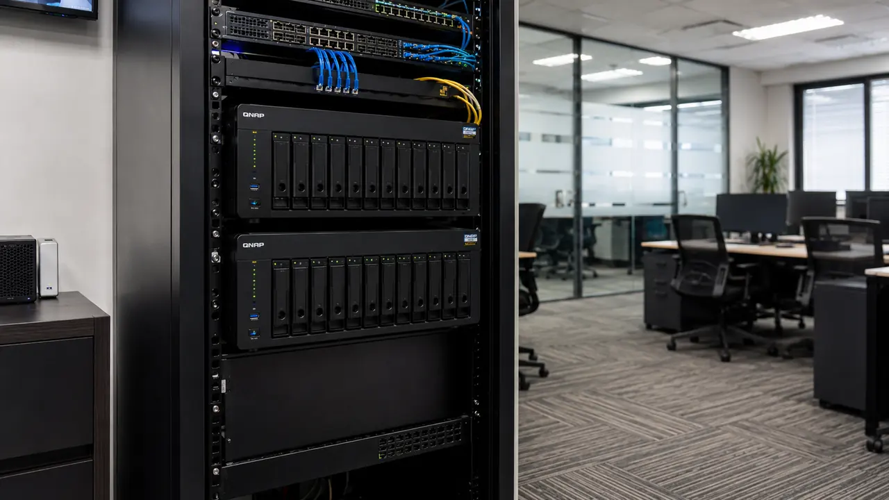 FortiGate + QNAP NAS + CCTV Office Setup visual 2