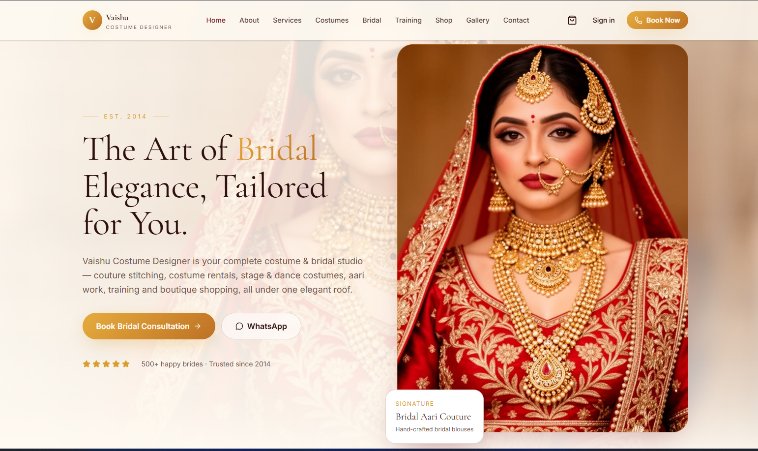Vaishu Costume Designer Website project preview